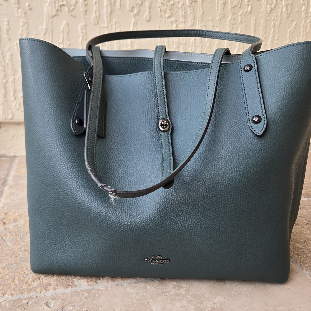 Coach Teal Leather Tote Bag